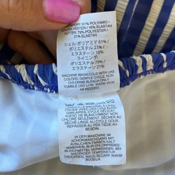 J. Crew Ruffle Bandeau One-Piece Swimsuit Puckered Stripe - Picture 8 of 9